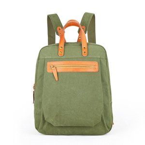 Leather patchwork small backpack outdoor backpack